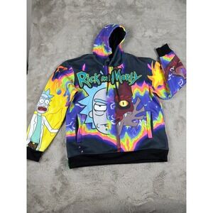 Rick and Morty Adult‎ Swim Members Only Hoodie Medium Cartoon All Over Print